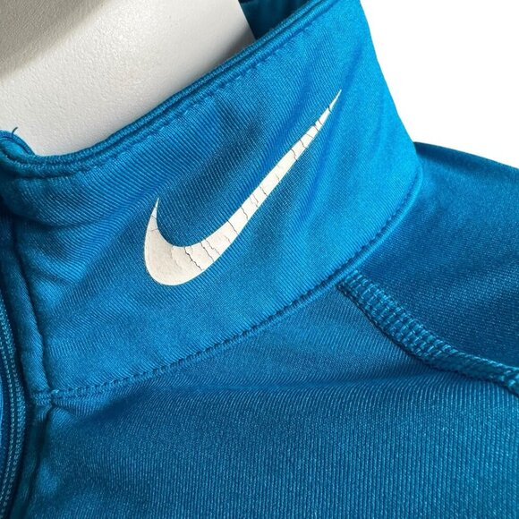 Nike Pro Combat Shirt Dri Fit 1/4 Zip Running Blue Fitted Women’s Medium - Picture 2 of 7